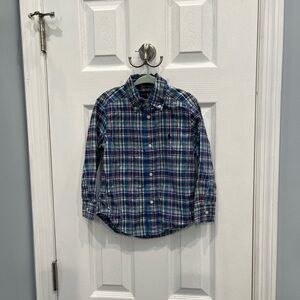 Polo Ralph Lauren Boys Plaid 3T toddler Long sleeve Button Down Shirt Blue Pony
